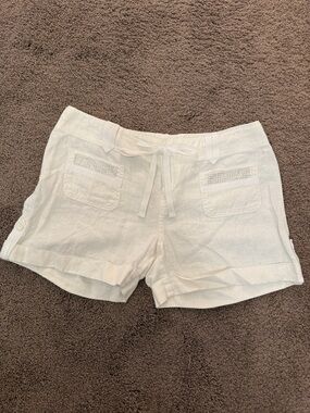 INC International Concepts White Linen-Blend Drawstring Shorts